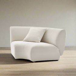 Castlery Auburn Chalk Beige Performance Boucle Curve Corner Sofa Couch FFE258-444
