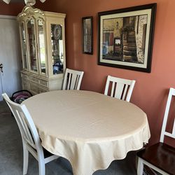 Neutral Tone Dining Room Table And Chairs 