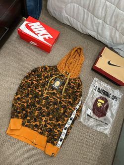 BAPE X MCM Orange Camo Full-Zip Hoodie Size XL (fits like large) (size up!)