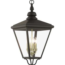 Livex Lighting 27378-07 Adams - 4 Light Extra Large Outdoor Pendant in Traditional Style-31 Inches Tall and 14.25 Inches Wide, Finish Color: Bronze/An