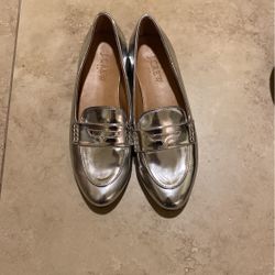 JCREW Silver Metallic Loafers Sz 6.5