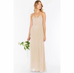 Show Me Your Mumu Champagne Beaded Gala Gown