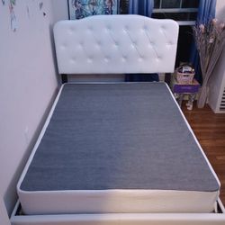 Full Size Upholstered Bed Frame With Box Spring 