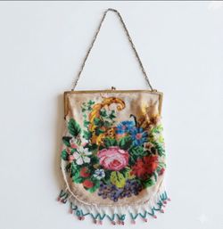 Antique Micro Beaded Floral Purse Beautiful!