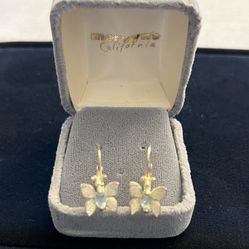 Sterling Silver Lever-back Blue Topaz Butterfly Earrings 
