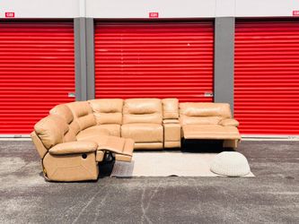 Electric Genuine Leather Sectional Recliner