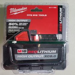 BRAND NEW Milwaukee M18 Red Lithium XC6.0 High Output Battery Model #48-11-1865