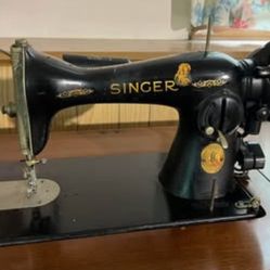 1950’s  Singer Sewing Machine and cabinet with accessories, foot pedal Vintage MCM desk