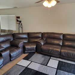 3pc Reclining Leather Sectional 
