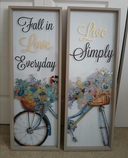 Two-Piece Farmhouse-Style Framed Wall Art Set Features A Split illustration Of A Vintage Bicycle