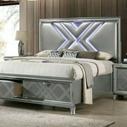 Every Item Sold SEPARATELY Led Bed Acrylic Legs Mirrored Accents Bed Comes In Sizes Queen Eastern King & Cal King Financing Available 