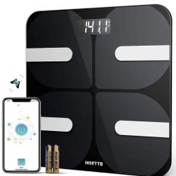 INSETTO Smart Body Fat Scale, 11.8 inch Digital Bathroom Scales for Body Weight and BMI for People