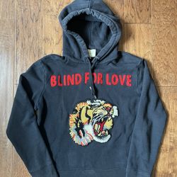 Gucci Tiger Head Accent Blind For Love Hoodie Size Small
