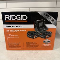 RIDGID 18V 4.0Ah Max Output Battery Starter Kit - Brand New