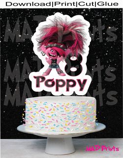 Personalized Rocker Poppy Cake Topper