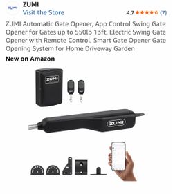 ZUMI Automatic Gate Opener, App Control Swing Gate Opener for Gates up to 550lb 13ft, Electric Swing Gate Opener with Remote Control, Smart Gate Opene