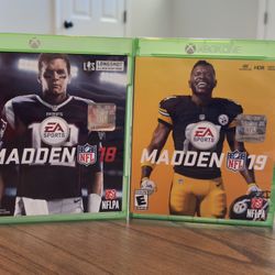 2 Madden NFL Xbox One Games In Excellent Condition - Madden NFL 18 & Madden NFL 19 
