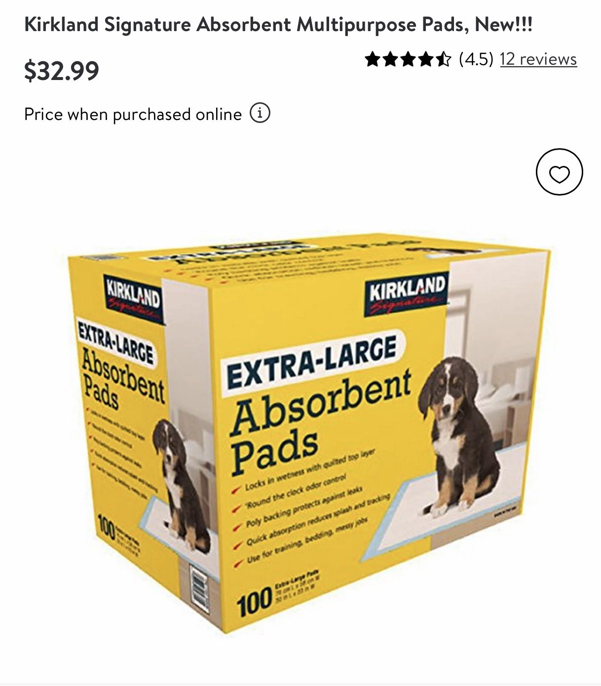 50 Kirkland XL Absorbent Pads $10 P/U In Fairfax VA