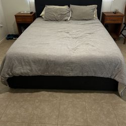 Upholstered Queen Bed Frame with Storage 