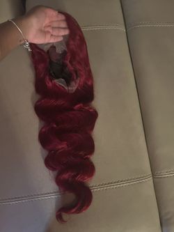 100% Human Hair 28 Inch Red Body Wave Wig 