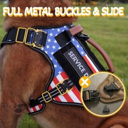 Service Dog Vest - Tactical Dog Harness Full Metal Buckles Dog Vest LARGE 