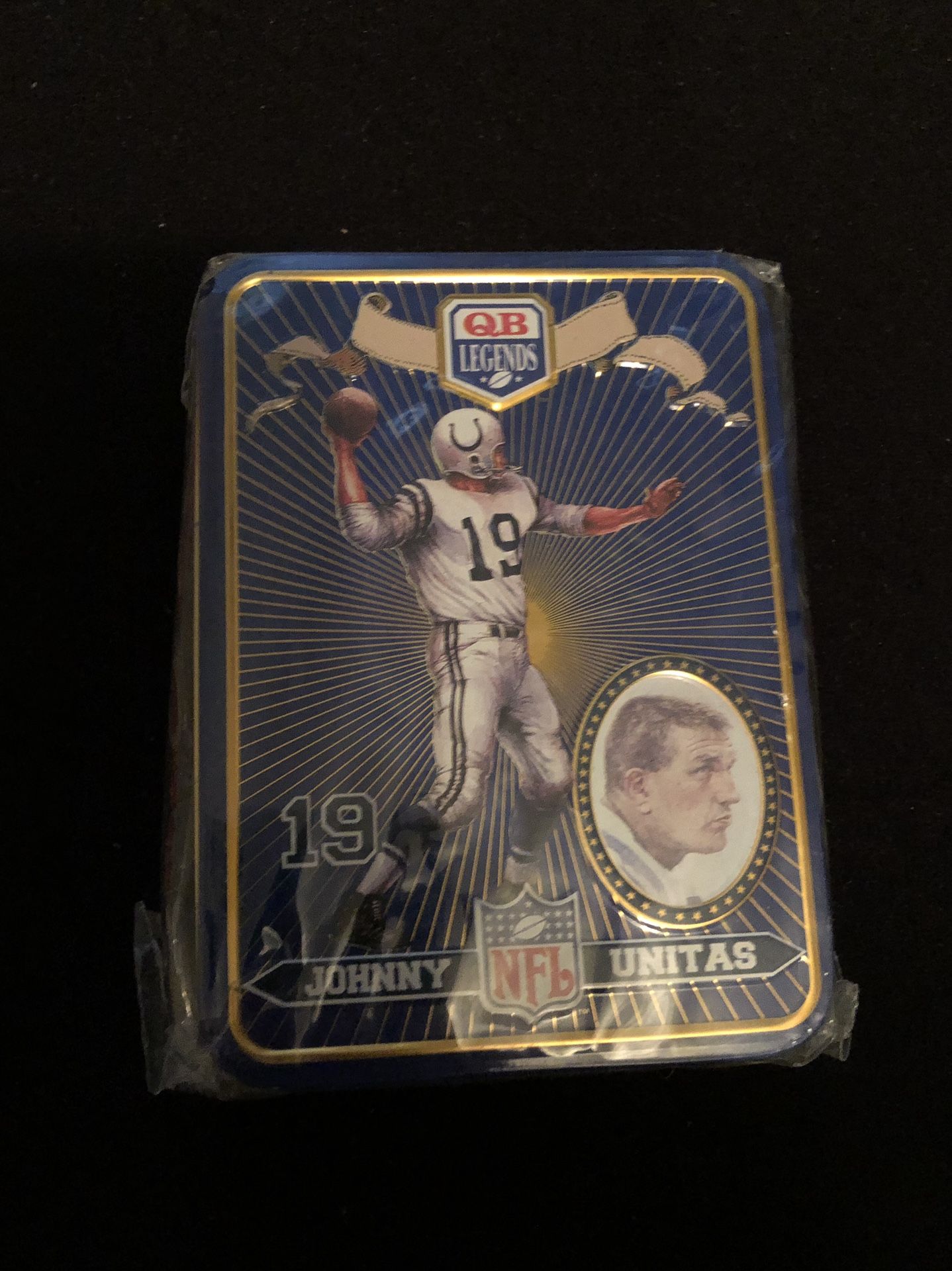 NFL Legends Card Set w/ Baltimore Colts Great Johnny Unitas in the Tin Cover Box! Never Opened still sealed in Cellophane Wrapper!