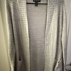 Gray Thin Knitted Long Sleeve Cardigan 
