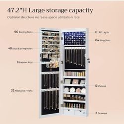 Mirror Jewelry Cabinet Storage Door Wall 