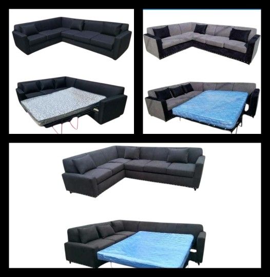 BRAND NEW 7X9FT AND 9X5.5FT SECTIONAL SOFA CHAISE WITH SLEEPER, ANNAPOLIS GRANITE FABRIC, CUSTOM MADE AVAILABLE