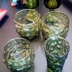 A Lot Of Six (6) Green Anchor Glasses