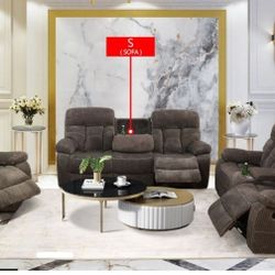 Dark Brown Microfiber 3pc Living Room Recliner Sofa Set Brand New 