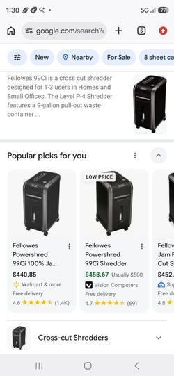 Fellowes Powershred 99Ci Excellent condition. Originally 400$ BRAND NEW! 50$