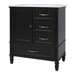BBLLWJ 30 Inch Black Freestanding Bathroom Vanity with Integrated Sink...