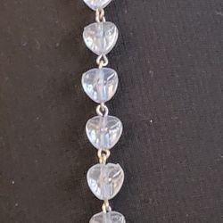 Blue Crystal Heart And Silver Tone Bracelet! 