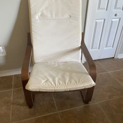 IKEA POANG Brown Oak Armchair with Seat Cushion