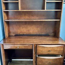 Solid Wood Desk With Bookcase Hutch