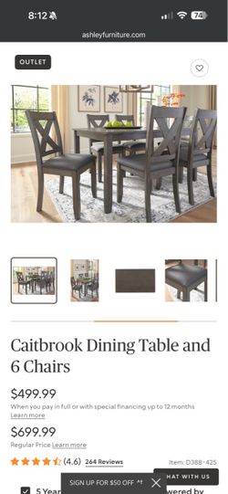 Ashley Caitbrook Dining Table & 6 Chairs