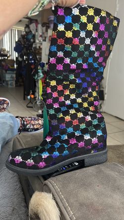 Multi color knee high boots$30 …size 8.5. OBO
