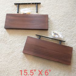 Floating Shelves Wood Walnut Finish. (2) NEW 