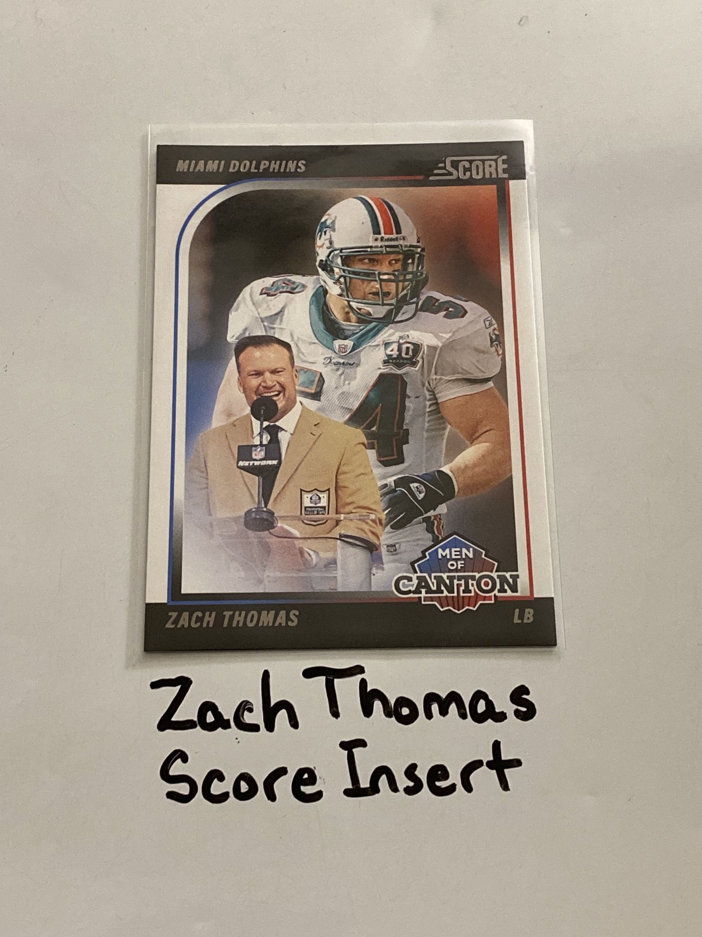 Zach Thomas Miami Dolphins Hall of Fame LB Score Short Print Insert Card.