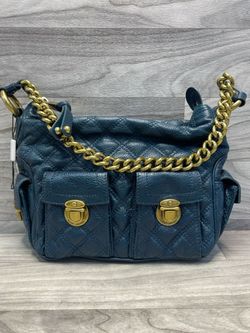 Marc Jacobs Blake Quilted Leather Hobo Bag Blue Sapphire Gold Hardware (161925-1)