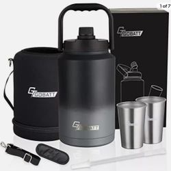 128 0Z Stainless Steel Double Wall Insulated Water Bottle,One Gallon Hot & Cold Drinks Thermoses, Jug With Handle for Sports, Outdoors,Gym,Hiking & Ca