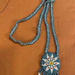Native American Style Seed Bead Necklace. 24 Inch 