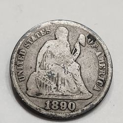 1890-S Silver Seated Liberty Dime - Antique U.S Silver Coin