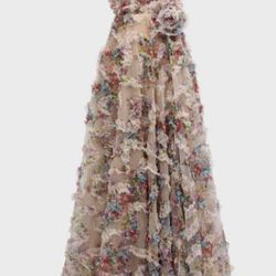 Jovani Pink Floral Gown - Size 6