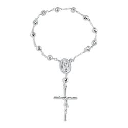 Unisex 7” Sterling Silver Rosary Bracelet 5mm / Rosario Pulsera Plata Fina