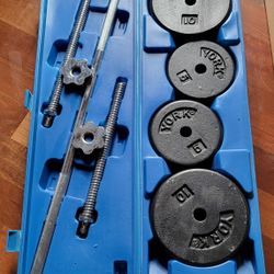 30-100lb. YORK WEIGHT SET (BARBELLS/DUMBELLS)- LIKE NEW