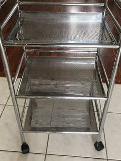3 story stainless steel organizer with wheels