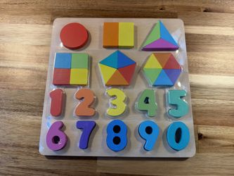 Baby / Toddler Wooden Numbers and Shapes Puzzle - New
