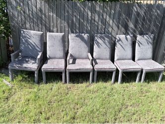 Table with leaf and six dining chairs